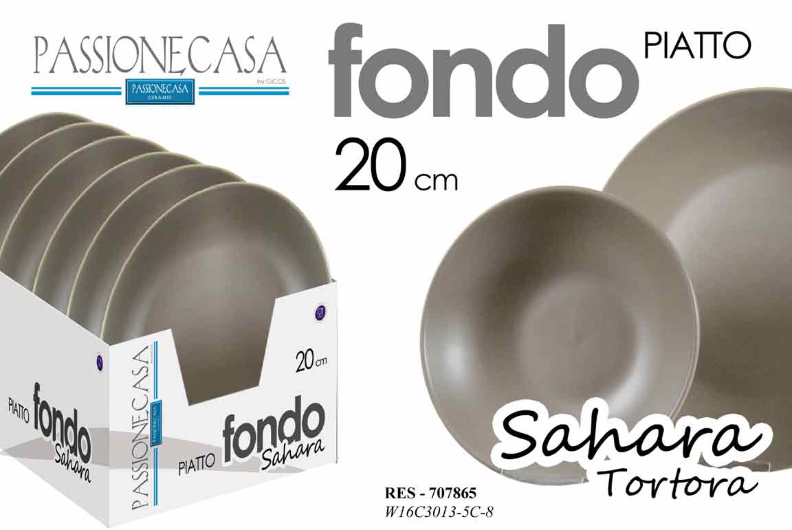 8025569707865 PIATTO PIATTI FONDO 20CM PORCELLANA DELUXE SAHARA MODERNO COLORE TORTORA - immagine 1