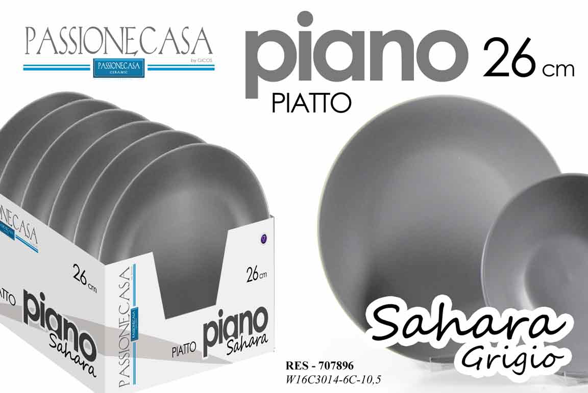 8025569707896 PIATTO PIATTI PIANO 26,25CM PORCELLANA SAHARA CLASSICO MODERNO COLOR GRIGIO - immagine 1