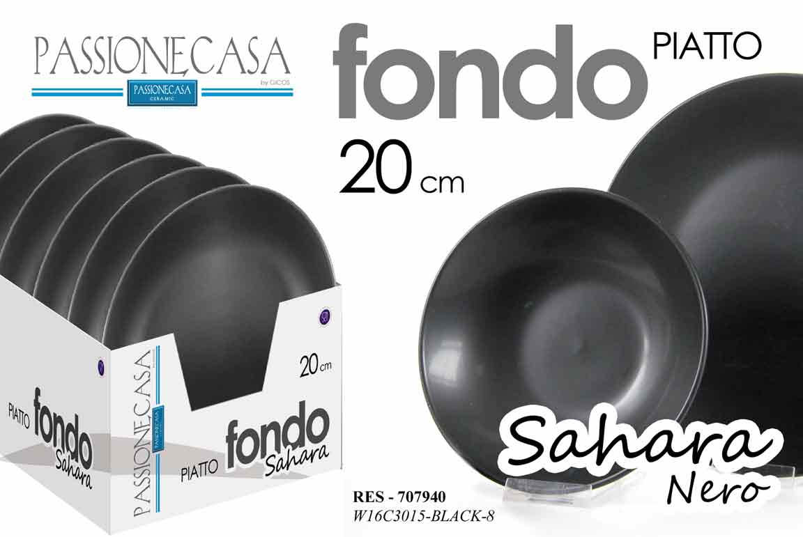 8025569707940 PIATTO PIATTI FONDO 20CM PORCELLANA DELUXE SAHARA MODERNO COLORE NERO - immagine 1