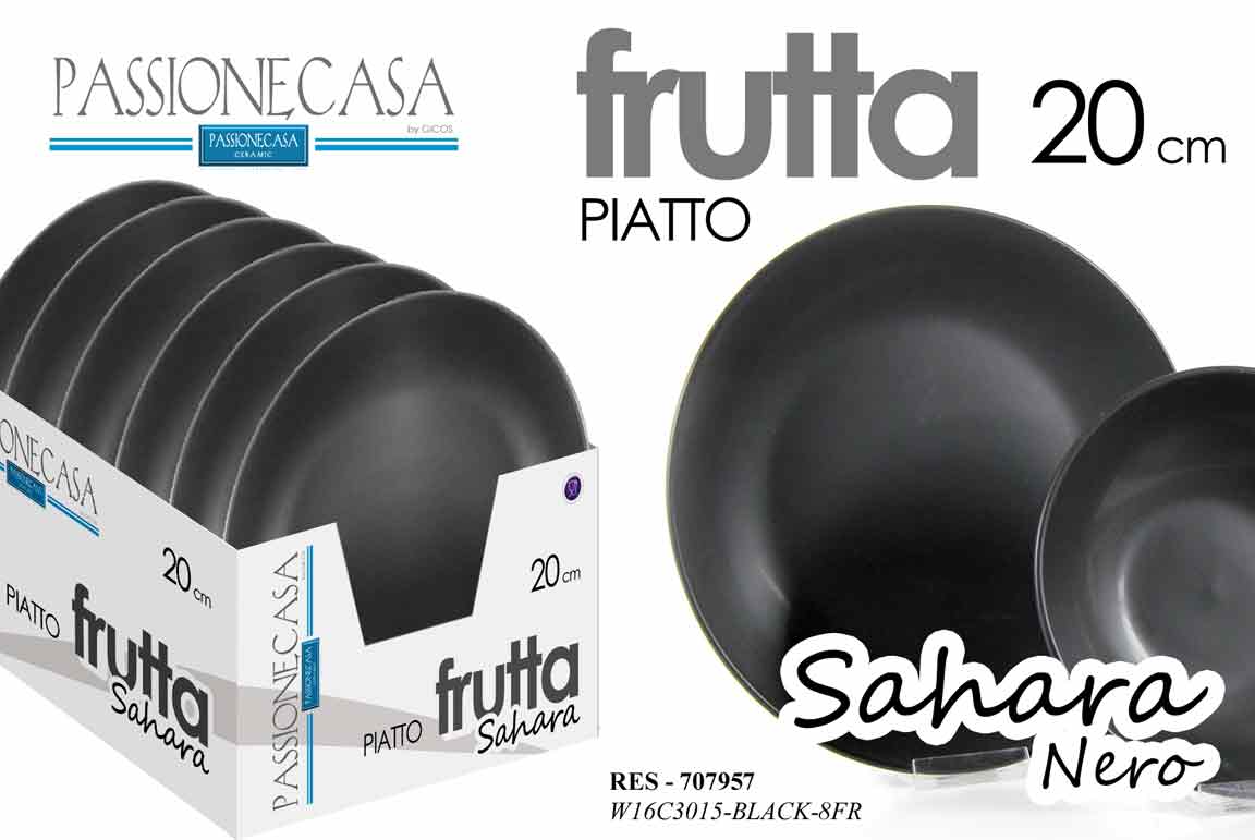 8025569707957 PIATTO PIATTI DOLCE FRUTTA 20CM PORCELLANA SAHARA COLORE NERO - immagine 1