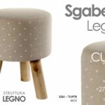 SGABELLO SGABELLINO LEGNO TONDO TESSUTO 27*33CM DECORO CUORE