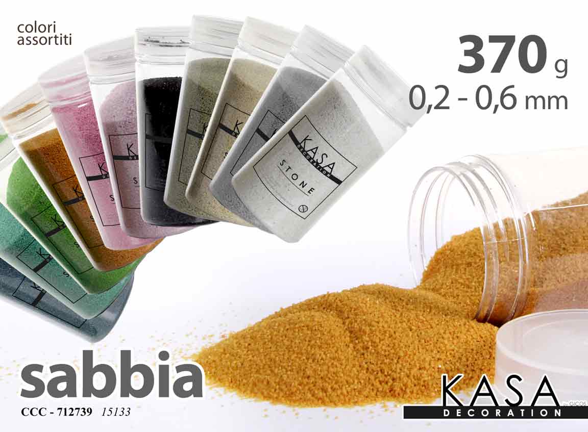 8025569712739 SABBIA DECORATIVA GLITT COLOR VASI PIANTE DECOUPAGE EVENTI HOBBY 0,2-0,6 1120 GR - immagine 1
