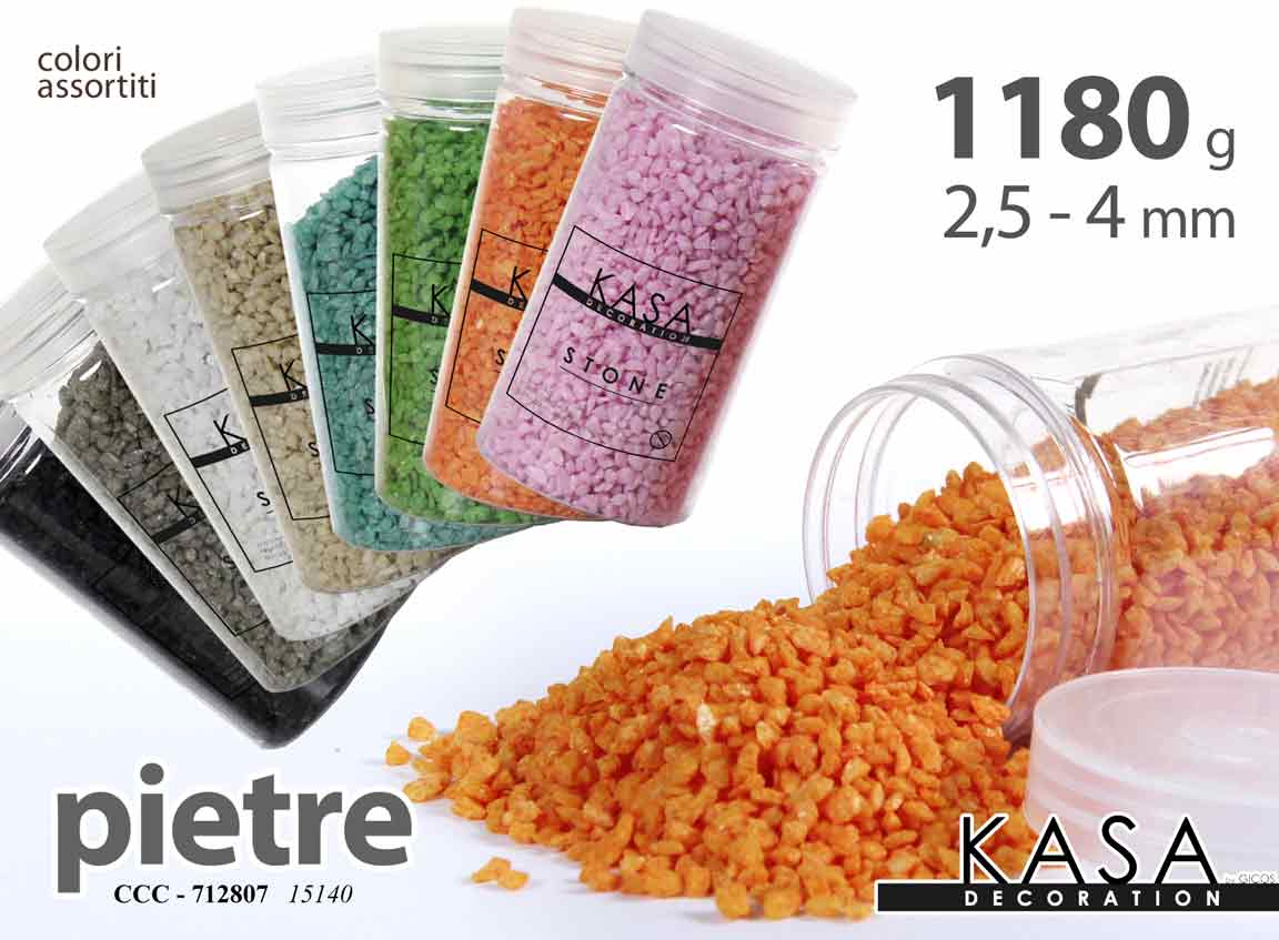 8025569712807 PIETRE DECORATIVE SASSI VASI PIANTE DECOUPAGE EVENTI COLOR ASS 2,5-4MM 1180 GR - immagine 1