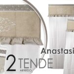 2 Tende Tenda Finestra Porta Interno Coppia Shabby Chic ANASTASIE CUORI 60*240cm