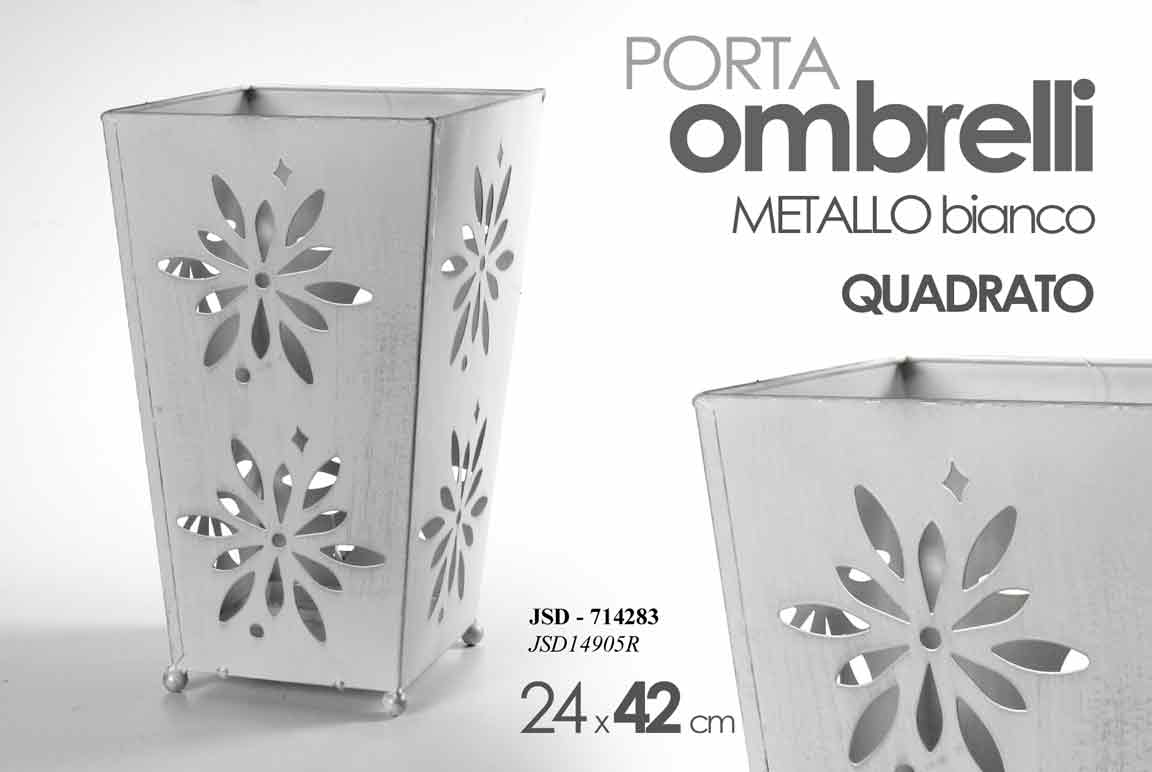 8025569714283 PORTA OMBRELLI METALLO TRAFORATO FERRO VASCHETTA SALVAGOCCIA MODERNO 42*24 cm - immagine 1