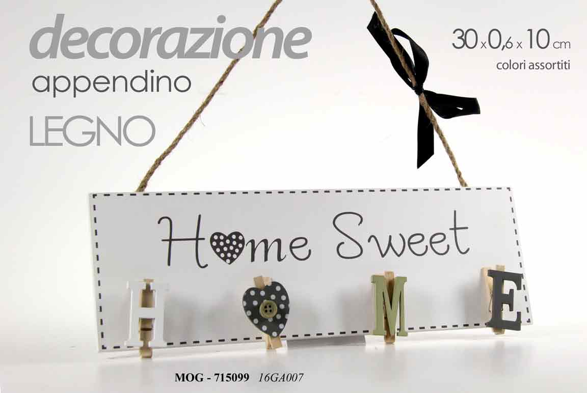 8025569715099 APPENDINO DECORAZIONE DA PARETE MURO PORTA ARREDO LEGNO RETTANGOLARE ASS 30*10cm - immagine 1