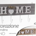 APPENDINO DECORAZIONE DA PARETE MURO ARREDO LEGNO ASS CUORE HOME 4 GANCI 40*17cm