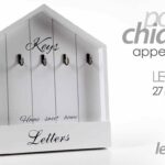 Portachiavi portalettere parete legno bacheca appendino ganci ingresso 27*30*3