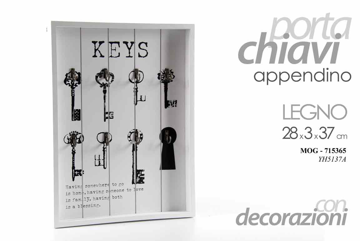 8025569715365 Portachiavi bacheca appendino chiavi parete legno ganci ingresso vintage 37*28 - immagine 1