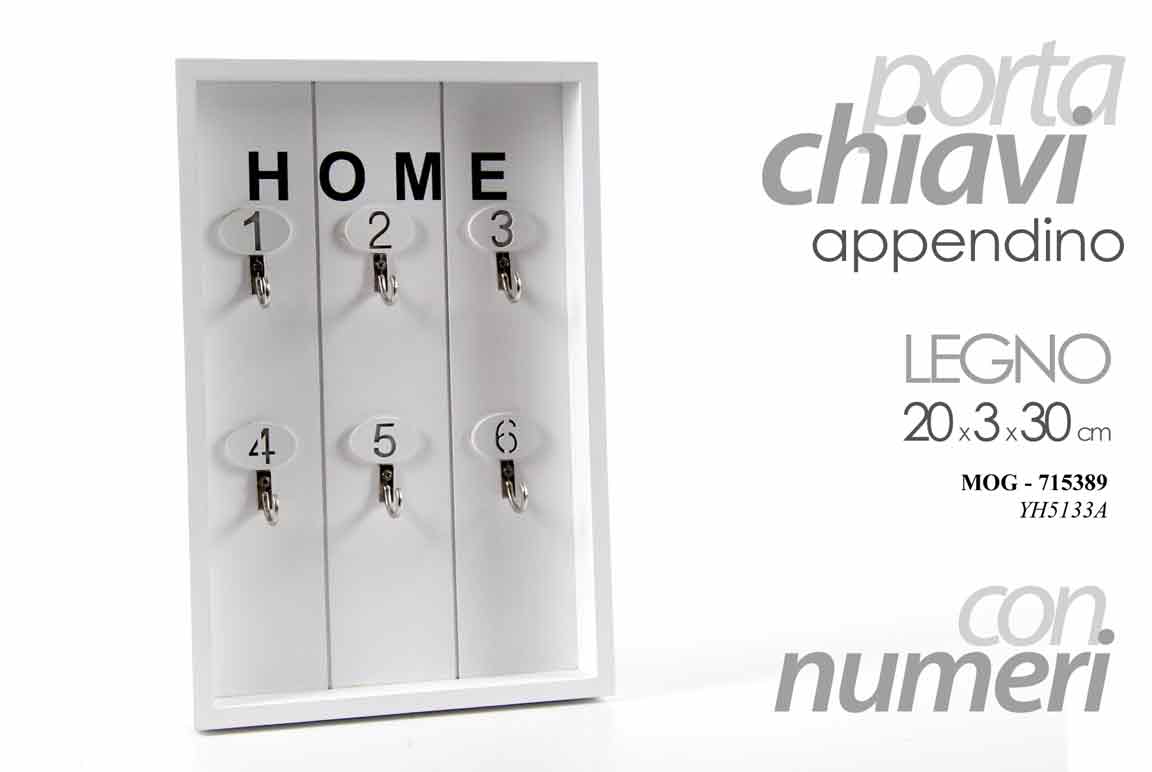 8025569715389 Portachiavi bacheca appendino chiavi parete legno ganci ingresso numeri 30*20 cm - immagine 1
