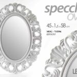 SPECCHIO BIANCO OVALE LEGNO CORNICE DECO CLASSIC SHABBY CHIC MODERNO 45*58*1,5CM