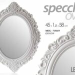 SPECCHIO PARETE OVALE CORNICE LEGNO BIANCO CLASSICO SHABBY CHIC MODERNO h58*45cm