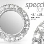 SPECCHIO TONDO BIANCO LEGNO 48*48 CM CORNICE CLASSIC SHABBY CHIC MODERNO
