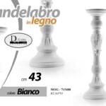 CANDELABRO CANDERIERE CUORE BIANCO PORTA CANDELA LEGNO 1 FIAMMA Shabby Chic 43cm