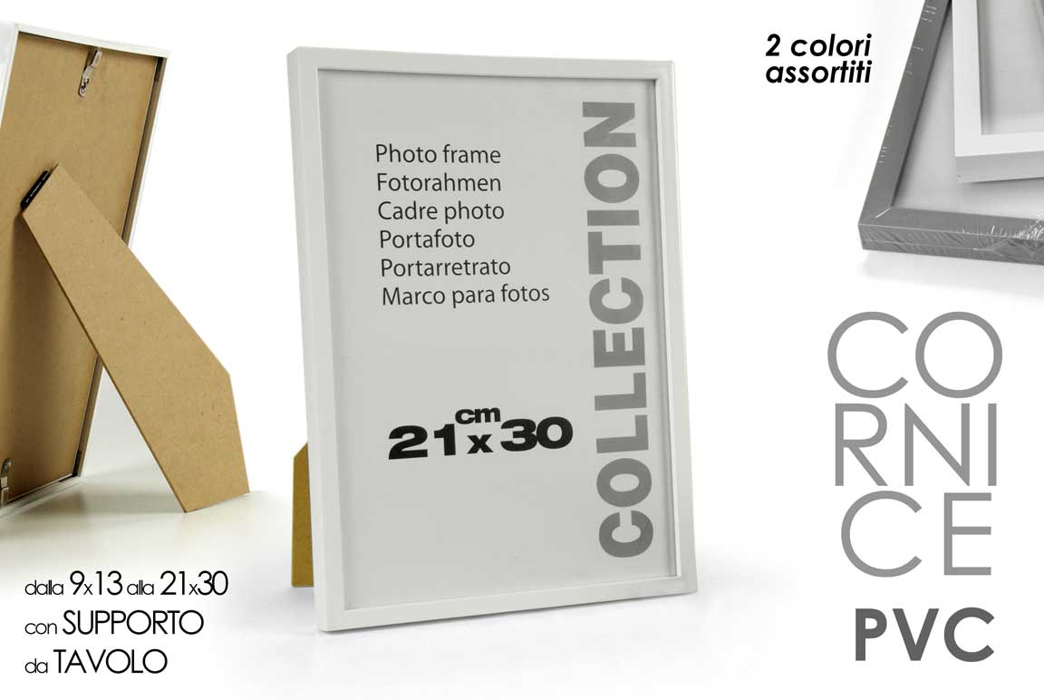 8025569715525 CORNICE PORTAFOTO DA TAVOLO CLASSICO MODERNO FOTO BIANCO GRIGIO ASSORT PVC 20*15 - immagine 1