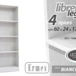 LIBRERIA MODERNA 4 RIPIANI BIANCA SCAFFALE CASA UFFICIO Design SLIM 170*60*24cm