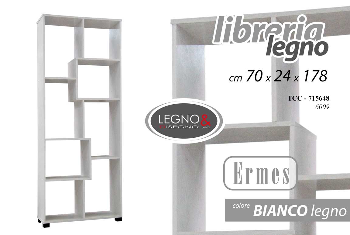 8025569715648 Libreria SLIM SALVASPAZIO Design Moderna Scaffale 8 Ripiani BIANCO 178*70*24 - immagine 1