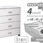 CASSETTIERA MODERNA 4 CASSETTI SETTIMINO COMò SBIANCATO LEGNO H83*68*40
