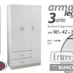 ARMADIO 3 ANTE 2 CASSETTI MODERNO BIANCO ROVERE SBIANCATO LEGNO MDF 180*90*42 cm