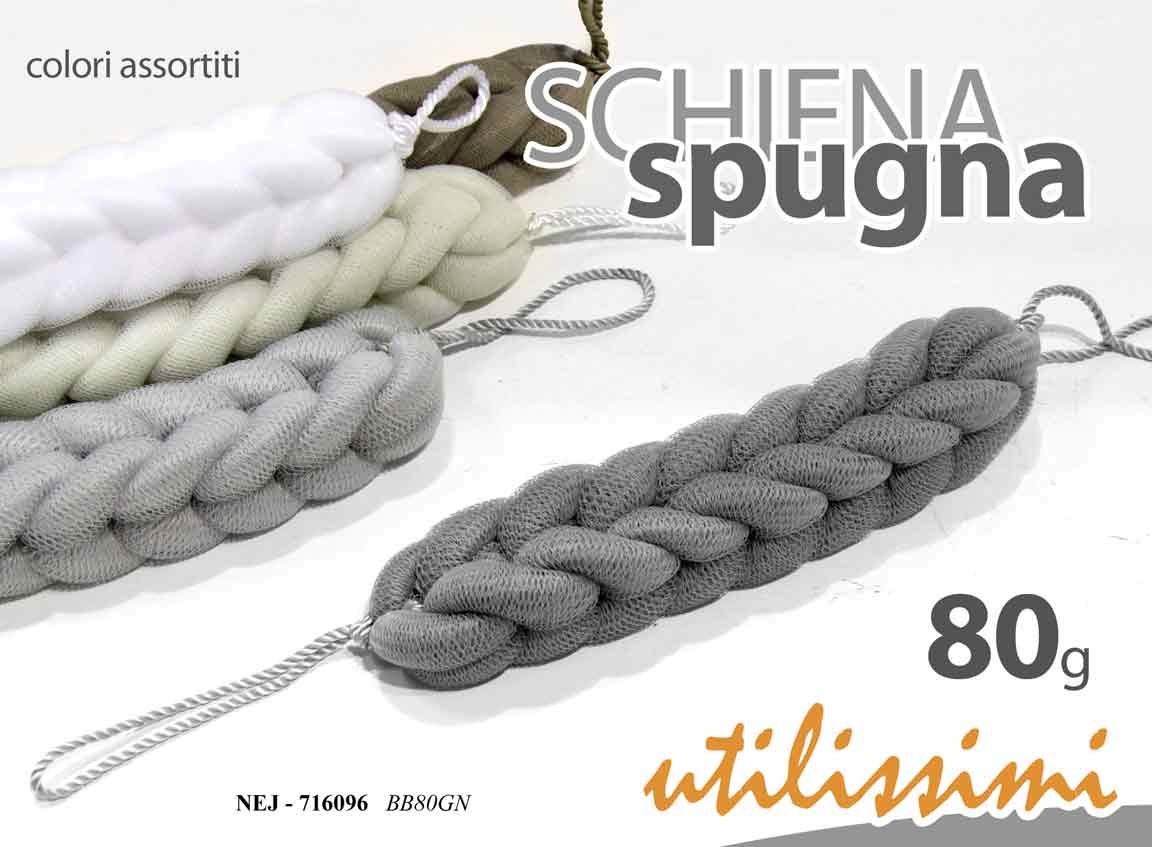 8025569716096 SPUGNA SCHIENA DOCCIA PVC PIATTA spugnetta a rete Scrub Pulizia Corpo ASS 32cm - immagine 1