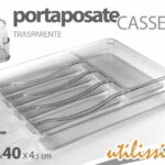 PORTAPOSATE DA CASSETTO CUCINA ORGANIZZA POSATE CASSETTI TRASPARENTE 32*40*h4,5