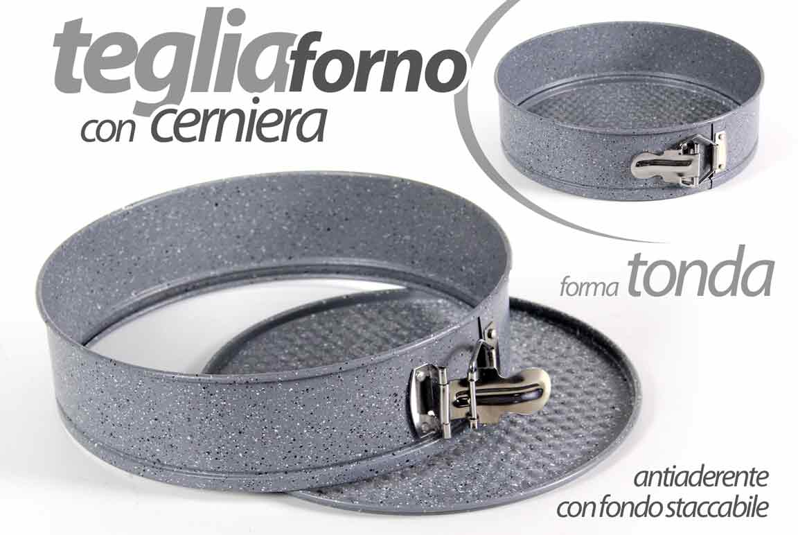 8025569718366 TORTIERA APRIBILE FORNO APERTURA A MOLLA TEGLIA STAMPO DOLCI ANTIADERENTE 26*6,8 - immagine 1