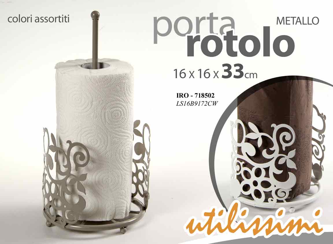 8025569718502 PORTA ROTOLO DA TAVOLA TOVAGLIOLI ROTOLONE CARTA CUCINA BIANCO TORTORA 33*16 CM - immagine 1