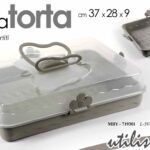 CONTENITORE PORTA TORTA RETTTANGOLARE CON COPERCHIO PORTATILE DOLCI 37*28*9CM