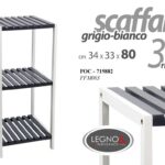 SCAFFALE LEGNO 3 RIPIANI BAGNO CUCINA PORTA ASCIUGAMANI GRIGIO GRIGIO 80*34*33CM