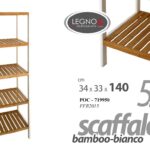 SCAFFALE BAGNO CUCINA PORTA ASCIUGAMANI OGGETTI MODERNO 5 RIPIANI MARRONE 140*34