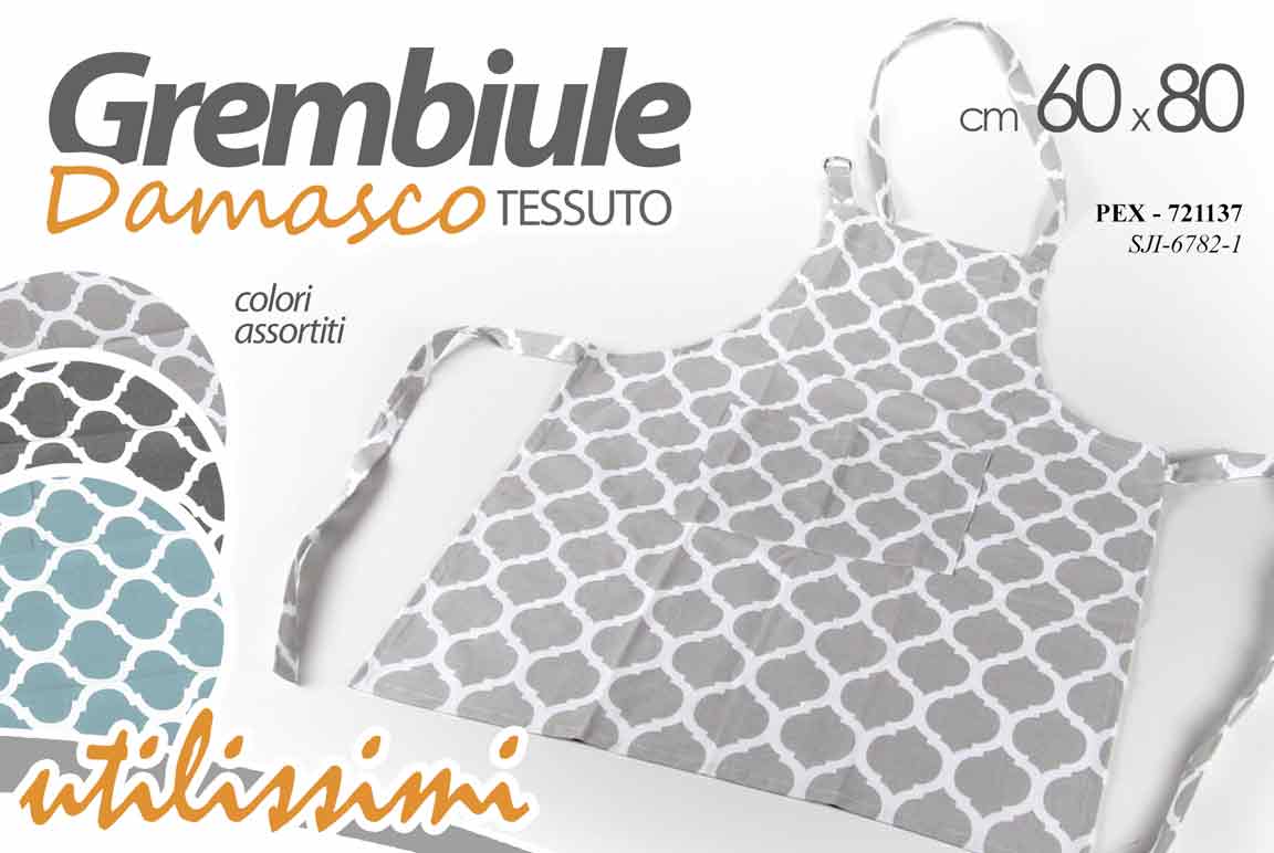 8025569721137 GREMBIULE PETTORINA CUCINA BAR CHEF COOKING BARBECUE UOMO DONNA DAMASCO 60*80 cm - immagine 1