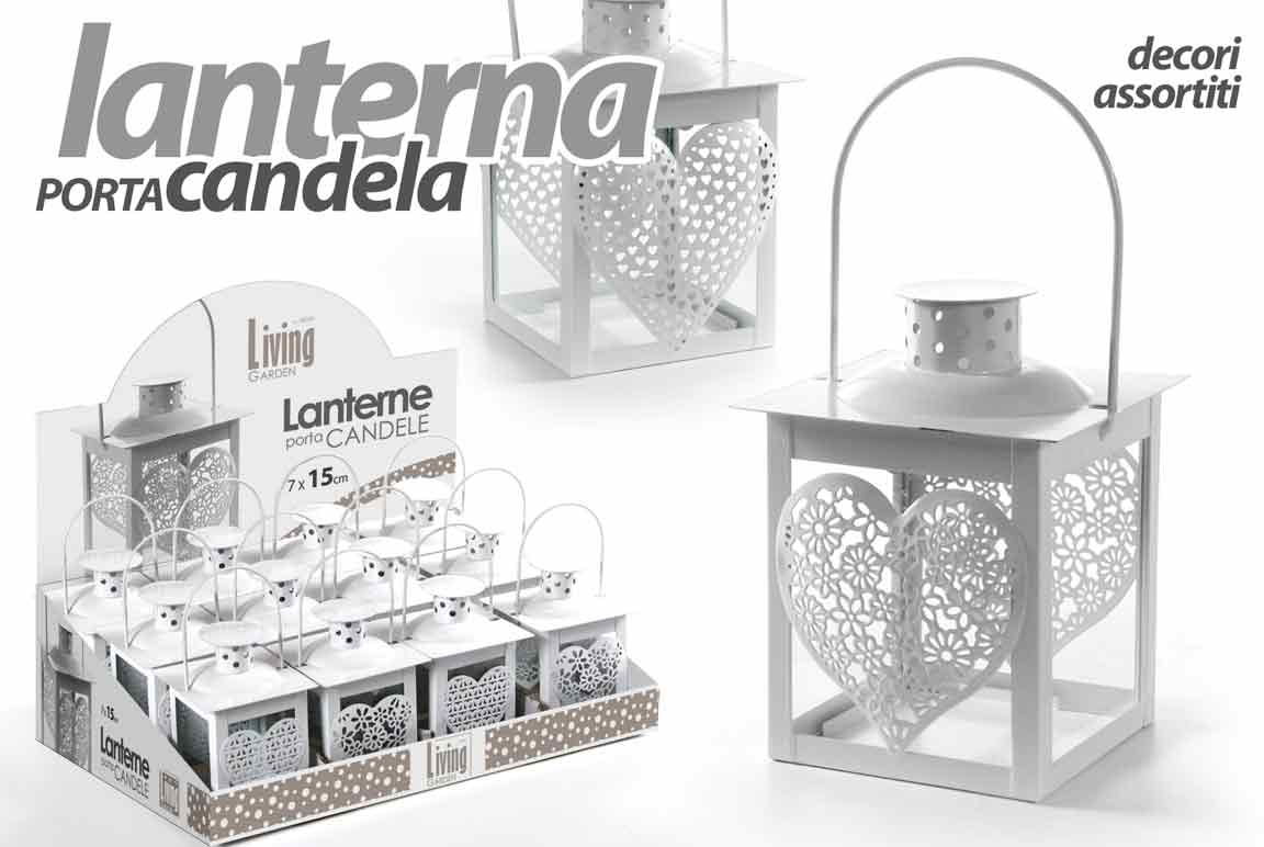 8025569721427 LANTERNA h20 CM PORTACANDELA METALLO GIARDINO MATRIMONIO CUORI CUORE TEALIGHT - immagine 1