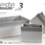 3 CESTE CESTINI CONTENITORI PORTA OGGETTI ACCESSORI RETTANGOLARI BIANCO 35/21/21