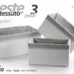 3 CESTE CESTINI CONTENITORI PORTA OGGETTI ACCESSORI RETTANGOLARI BIANCO 39/35/31