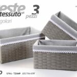 3 CESTE CESTINI CONTENITORI PORTA OGGETTI ACCESSORI RETTANGOLARI GRIGIO 39/35/31