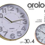 OROLOGIO DA PARETE SILENZIOSO CLASSICO MODERNO NUMERI GRANDI BRONZO ORO 30*4cm