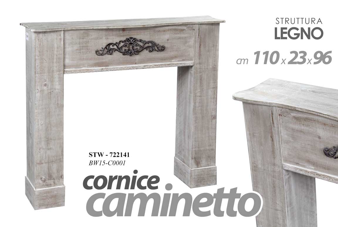 8025569722141 CORNICE CAMINO FINTO CAMINETTO GRIGIO ANTICO CLASSICO MODERNO 110*23*h96 - immagine 1
