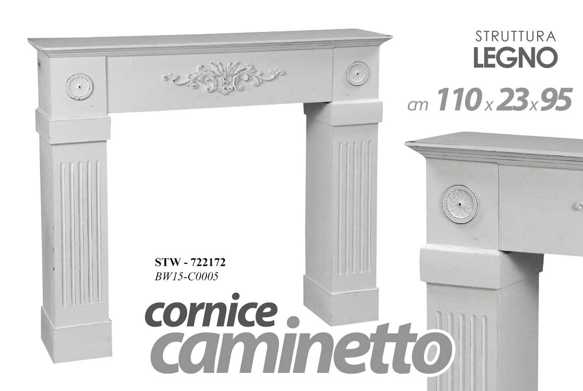 8025569722172 CORNICE FINTO CAMINO CAMINETTO ANTICATA DECORATIVA CLASSICO MODERNO 110*23*h95 c - immagine 1
