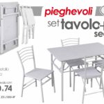 SET TAVOLO CON 4 SEDIE PIEGHEVOLE SALVASPAZIO METALLO LEGNO BIANCO 110*70*74 CM