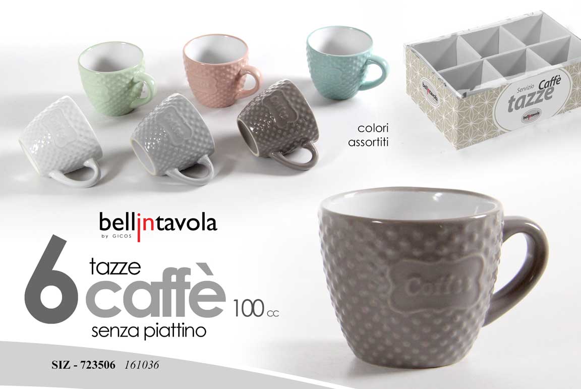 8025569723506 Set 6 tazzine tazze caffè moderne moka porcellana coffee vintage pas retrò 80 ml - immagine 1