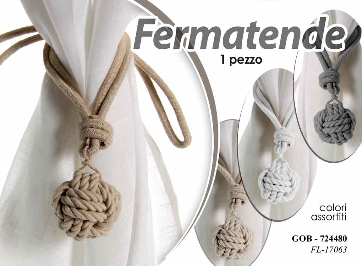 8025569724480 RACCOGLI TENDA Reggi LEGA FERMA Embrasse Fermatenda REGGITENDA Corda Sfera PALLA - immagine 1
