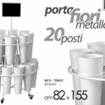 ESPOSITORE PORTAFIORI METALLO 20 SECCHIELLI Fiorai Vivai RUOTE LAVAGNA 155*22 cm