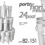 ESPOSITORE PORTAFIORI CIRCOLARE METALLO BIANCO 24 POSTI FIORISTI BIANCO 151*82cm
