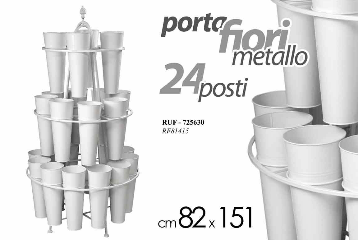 8025569725630 ESPOSITORE PORTAFIORI CIRCOLARE METALLO BIANCO 24 POSTI FIORISTI BIANCO 151*82cm - immagine 1