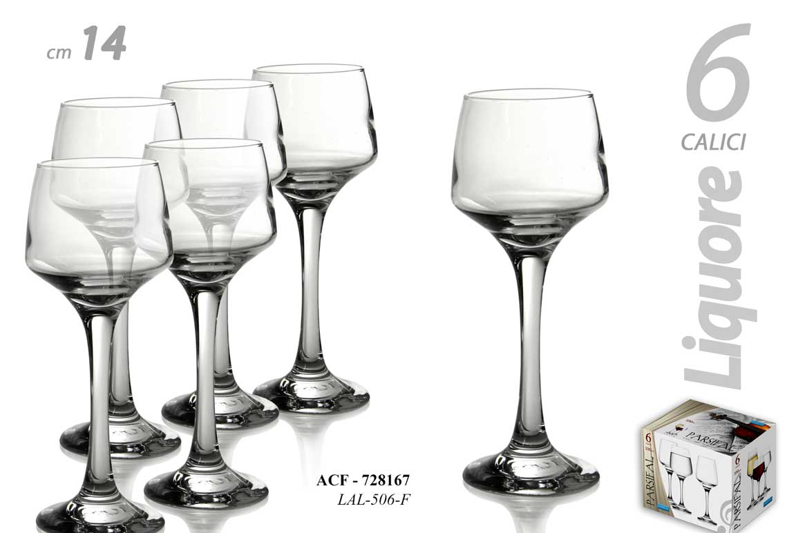 8025569728167 6 CALICI LIQUORE COGNAC RUM Whisky CALICE FESTE PARTY PARSIFAL 14cm 80CC - immagine 1