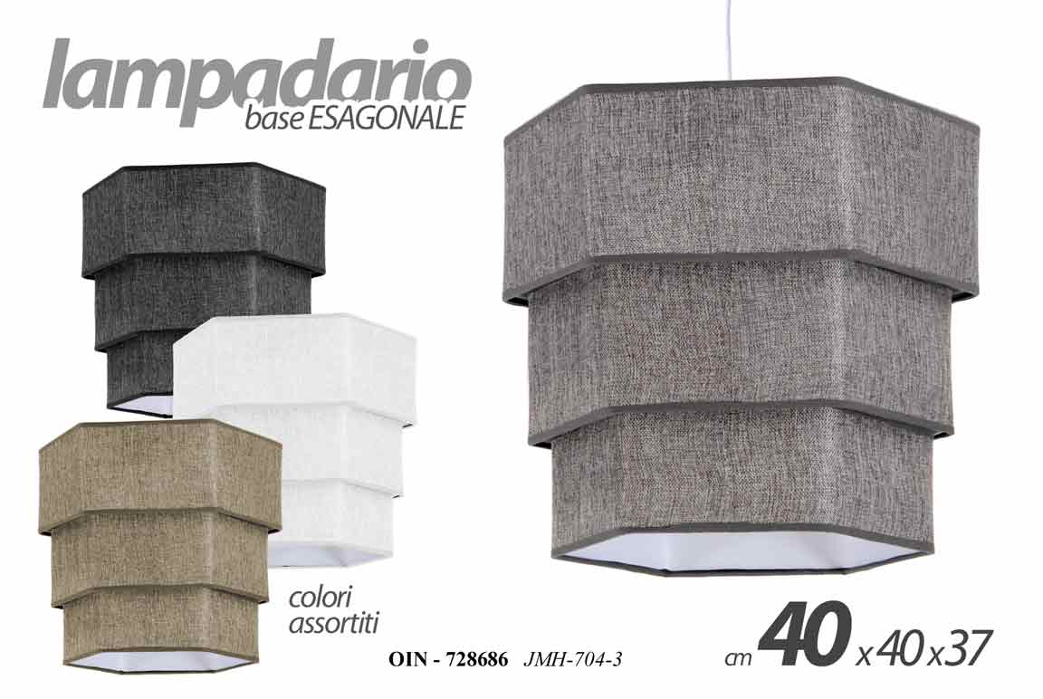 8025569728686 LAMPADARIO MODERNO TELA SALOTTO CUCINA Lampada a Sospensione ESAGONALE 40*37 CM - immagine 1