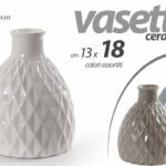 VASO IN CERAMICA FIORI ELEGANTE CENTROTAVOLA EVENTI CLASSICO MODERNO 18*13 cm