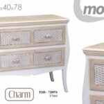 MOBILETTO CASSETTIERA 2 CASSETTI COMO COMODINO SHABBY CHIC CHARM H78*77*40CM
