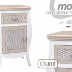 COMODINO BOMBATO ARMADIETTO SHABBY CHIC CAMERA LETTO INGRESSO BEIGE 77*47*35cm