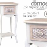 COMODINO 1 CASSETTO SHABBY CHIC PORTA PIANTA INGRESSO BIANCO LEGNO 34*28*H71CM